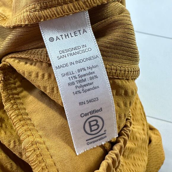 Athleta Pants Womens 4 Mustard Yellow Textured Brooklyn Jogger Sporty Athleisure - Picture 5 of 12